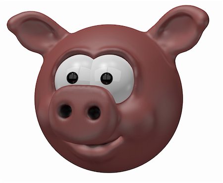 pig roast - happy pig head - 3d cartoon illustration Stock Photo - Budget Royalty-Free & Subscription, Code: 400-05894281
