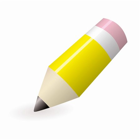 simsearch:400-08295099,k - Yellow lead pencil with pink rubber and shadow Fotografie stock - Microstock e Abbonamento, Codice: 400-05894961