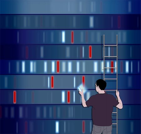 Illustration of a man choosing a DNA segment Foto de stock - Super Valor sin royalties y Suscripción, Código: 400-05895755