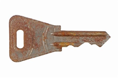 simsearch:400-04955795,k - Rusty key isolated on white background. Stock Photo - Budget Royalty-Free & Subscription, Code: 400-05895760