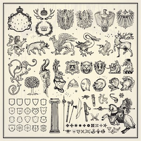 faucon - vector set of heraldic elements Photographie de stock - Aubaine LD & Abonnement, Code: 400-05895876
