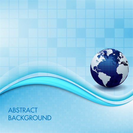 Blue Gradient Globe on Blue Background,  Created Wave in Mesh Tool, Lines Blend White to Blue Color, Background Created Using Mesh Tool Stock Photo - Budget Royalty-Free & Subscription, Code: 400-05895990