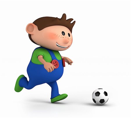 cute little boy playing soccer - high quality 3d illustration Stock Photo - Budget Royalty-Free & Subscription, Code: 400-05896028