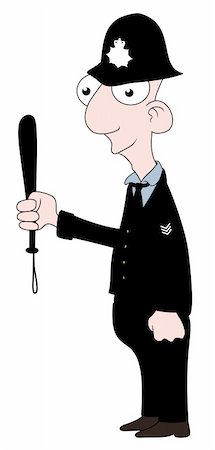 police cartoon characters - Illustrated cartoon of a British Policeman holding a truncheon Stock Photo - Budget Royalty-Free & Subscription, Code: 400-05896022