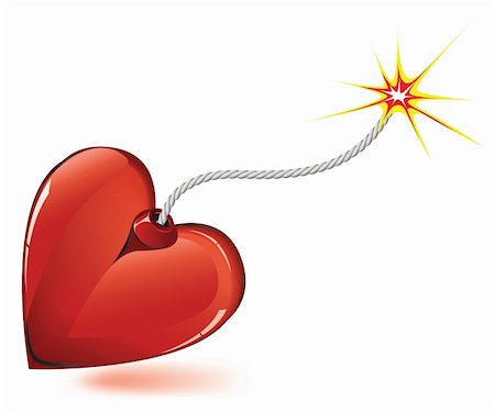 sparking dynamite - Heart love bomb spark fire icon . Valentine day passion illustration. Stock Photo - Budget Royalty-Free & Subscription, Code: 400-05896045