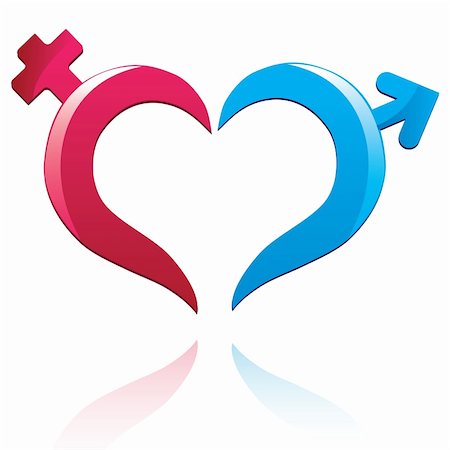 Icon male and female sign. Vector heart symbol. Valentine Day illustration. Photographie de stock - Aubaine LD & Abonnement, Code: 400-05896061