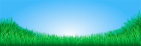 A lush green field meadow or lawn with bright blue sky Stock Photo - Budget Royalty-Free & Subscription, Code: 400-05896207
