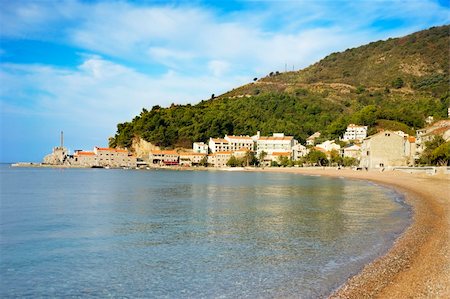 simsearch:400-05052257,k - Beach in Petrovac city in the sunshine day. Montenegro Stock Photo - Budget Royalty-Free & Subscription, Code: 400-05896468