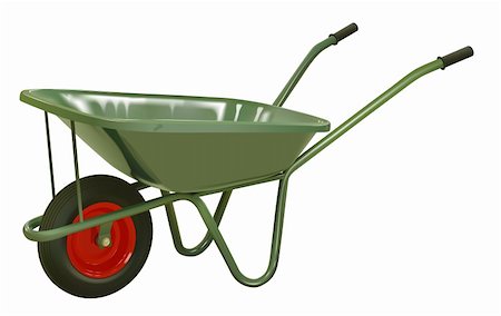 vector realistic green wheelbarrow on white background Stock Photo - Budget Royalty-Free & Subscription, Code: 400-05896658