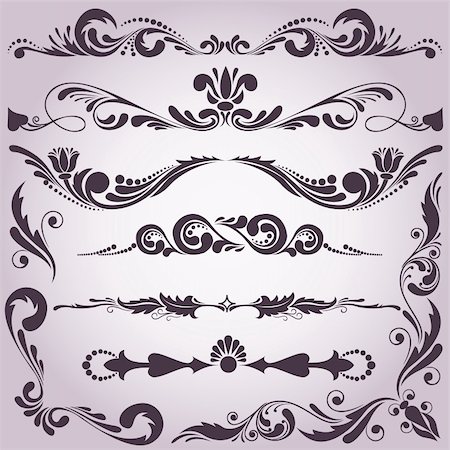 elegant swirl vector accents - collection of vintage decorative elements for your design Foto de stock - Super Valor sin royalties y Suscripción, Código: 400-05896865
