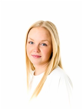 Portrait of a blond woman isolated on white background Photographie de stock - Aubaine LD & Abonnement, Code: 400-05896977