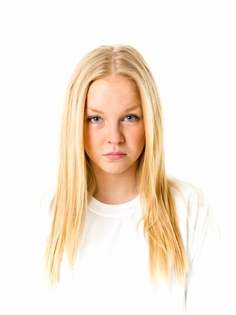 Portrait of a blond woman isolated on white background Photographie de stock - Aubaine LD & Abonnement, Code: 400-05896979