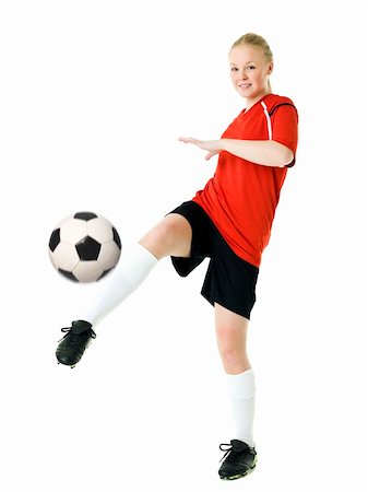 Blond soccer woman isolated on white background Foto de stock - Super Valor sin royalties y Suscripción, Código: 400-05896992