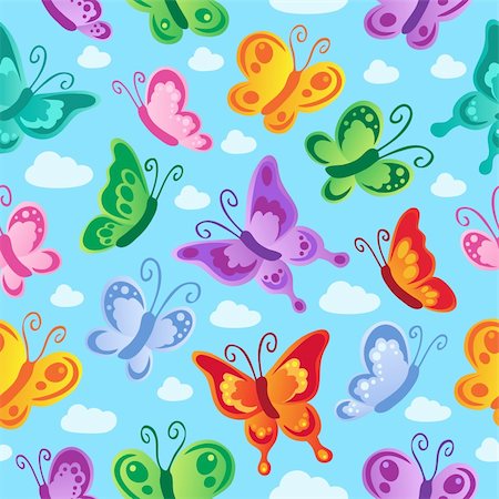 drawing of a butterfly - Butterfly seamless background 2 - vector illustration. Stock Photo - Budget Royalty-Free & Subscription, Code: 400-05897081
