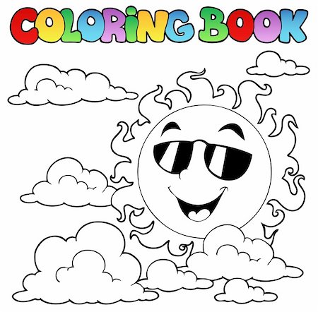 Coloring book with Sun and clouds 1 - vector illustration. Stock Photo - Budget Royalty-Free & Subscription, Code: 400-05897083