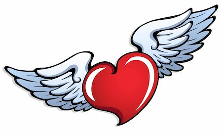 simsearch:400-05913687,k - Stylized heart with wings 1 - vector illustration. Foto de stock - Super Valor sin royalties y Suscripción, Código: 400-05897116