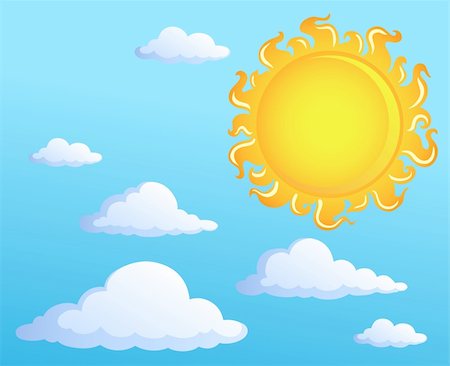 Sun with clouds theme 1 - vector illustration. Stock Photo - Budget Royalty-Free & Subscription, Code: 400-05897119