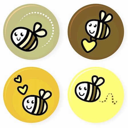 simsearch:400-04683047,k - Vector set of happy bee characters. Photographie de stock - Aubaine LD & Abonnement, Code: 400-05897168