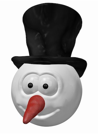 simsearch:400-05681859,k - funny snowman head - 3d cartoon illustration Stock Photo - Budget Royalty-Free & Subscription, Code: 400-05897244
