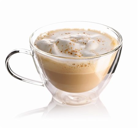 Cappuccino coffee isolated on white Stock Photo - Budget Royalty-Free & Subscription, Code: 400-05897498