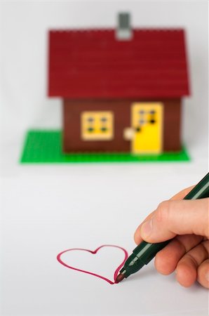simsearch:400-04773052,k - Hand write painting heart and house on background. Real estate conception Foto de stock - Super Valor sin royalties y Suscripción, Código: 400-05898302