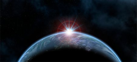 simsearch:400-03964737,k - illustration of a blue planet and a sun in behind Stock Photo - Budget Royalty-Free & Subscription, Code: 400-05898367