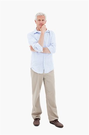 single man in arm of nature - Mature man posing against a white background Stock Photo - Budget Royalty-Free & Subscription, Code: 400-05898504