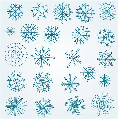 silhouettes geometric shapes - Set of vector twenty five miscellaneous snowflakes Stock Photo - Budget Royalty-Free & Subscription, Code: 400-05899029