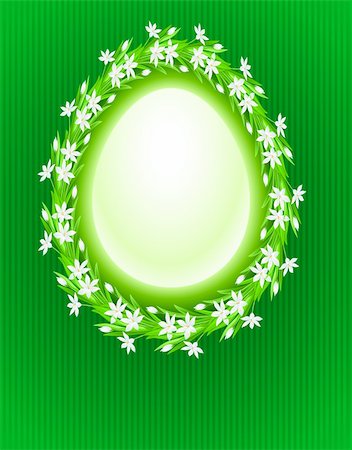 flower border design of rose - Spring egg composition. Illustration on green background for design Stock Photo - Budget Royalty-Free & Subscription, Code: 400-05899103