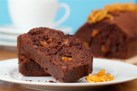 Chocolate cake with candied orange peel. Shallow dof Stock Photo - Budget Royalty-Free & Subscription, Code: 400-05899193