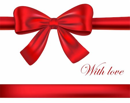 Red luxurious gift ribbons with bow. Vector illustration Foto de stock - Super Valor sin royalties y Suscripción, Código: 400-05899227