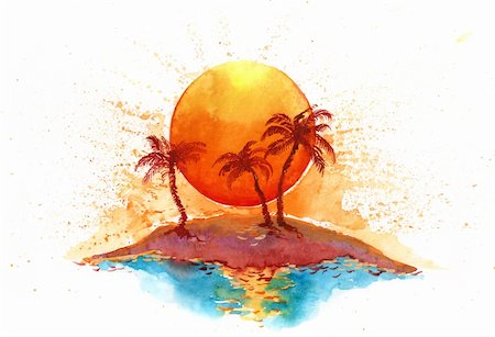 simsearch:400-04241229,k - sunny island painting Fotografie stock - Microstock e Abbonamento, Codice: 400-05899222