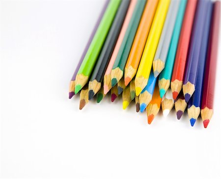 simsearch:400-04046903,k - Multi colored pencils in a corner on a white background Photographie de stock - Aubaine LD & Abonnement, Code: 400-05899340