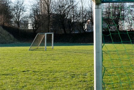 soccer stadium net - Two empty soccer goals outdoors. Stock Photo - Budget Royalty-Free & Subscription, Code: 400-05899869