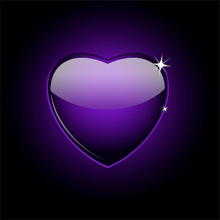 simsearch:400-04307995,k - Purple glass heart on black, vector illustration, eps10, 2 layers Fotografie stock - Microstock e Abbonamento, Codice: 400-05899921