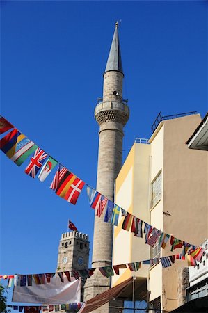 Turkey. Antalya town. Clock tower and minaret Stock Photo - Budget Royalty-Free & Subscription, Code: 400-05890239