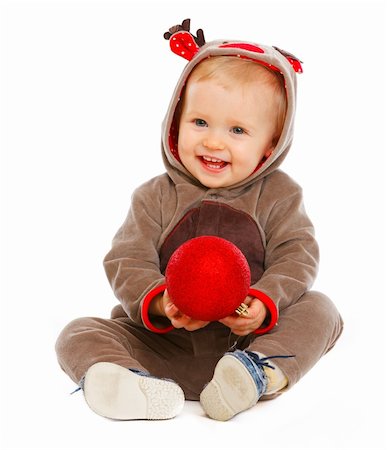 Portrait of lovely baby playing with Christmas ball Photographie de stock - Aubaine LD & Abonnement, Code: 400-05890602