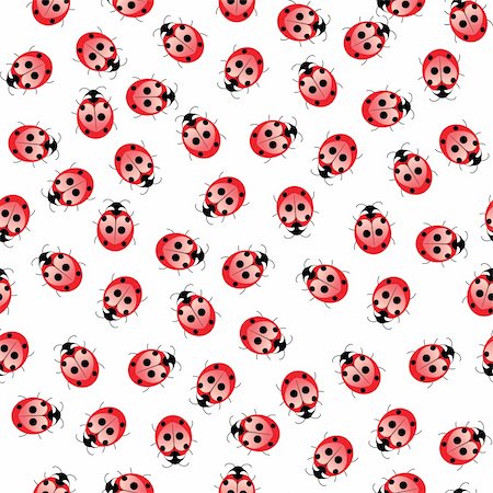 Seamless ladybug pattern. Illustration of a designer on a white background Stock Photo - Budget Royalty-Free & Subscription, Code: 400-05890676