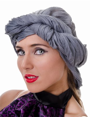 Portrait of glamorous woman in a turban Stock Photo - Budget Royalty-Free & Subscription, Code: 400-05890734