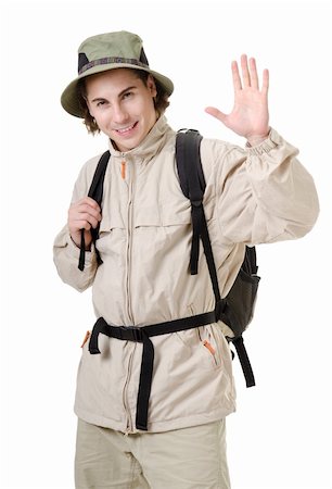 simsearch:400-08713043,k - young man - tourist with backpack on a white background Fotografie stock - Microstock e Abbonamento, Codice: 400-05890736