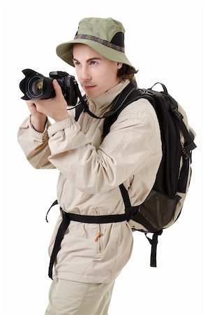 simsearch:400-08713043,k - young man - tourist with backpack on a white background Fotografie stock - Microstock e Abbonamento, Codice: 400-05890738