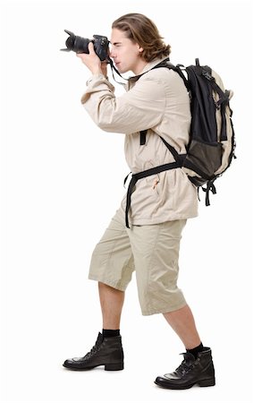 simsearch:400-08713043,k - young man - tourist with backpack on a white background Fotografie stock - Microstock e Abbonamento, Codice: 400-05890739