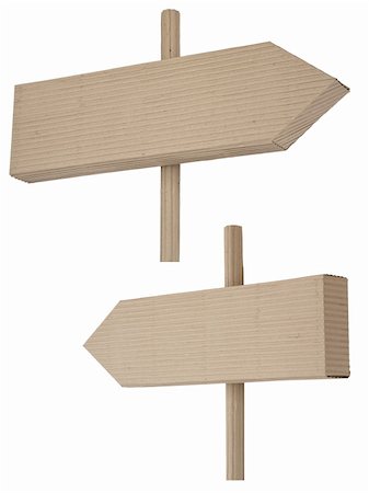 simsearch:400-05730843,k - two signposts made of corrugated cardboard over white Stock Photo - Budget Royalty-Free & Subscription, Code: 400-05890805