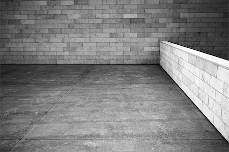 Tiled wall with a blank white bricks, black and white image Stock Photo - Budget Royalty-Free & Subscription, Code: 400-05890922