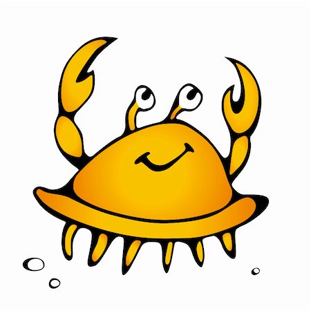 silhouette sea beach underwater - Happy smiling crab on a white background | Vector illustration Stock Photo - Budget Royalty-Free & Subscription, Code: 400-05891056