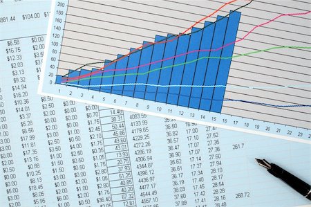 pen for graph paper - Reviewing  the financial results. Stock Photo - Budget Royalty-Free & Subscription, Code: 400-05891370