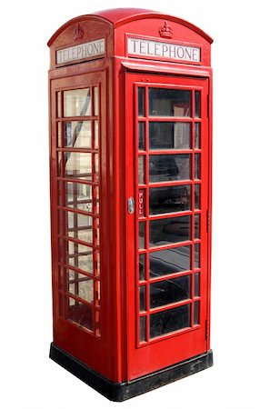 english phone box - Classic red British telephone box, isolated on a white background. Stock Photo - Budget Royalty-Free & Subscription, Code: 400-05891403