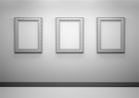painting exhibition - Gallery Interior with empty frames on a wall Stock Photo - Budget Royalty-Free & Subscription, Code: 400-05891644