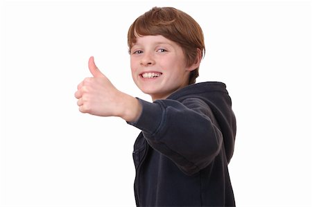 simsearch:400-03952911,k - Portrait of a teenage boy with thumbs up on white background Stock Photo - Budget Royalty-Free & Subscription, Code: 400-05891804