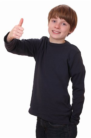 simsearch:400-03952911,k - Portrait of a teenage boy with thumbs up on white background Stock Photo - Budget Royalty-Free & Subscription, Code: 400-05891831